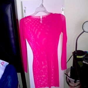 Pink swim suit cover up see through